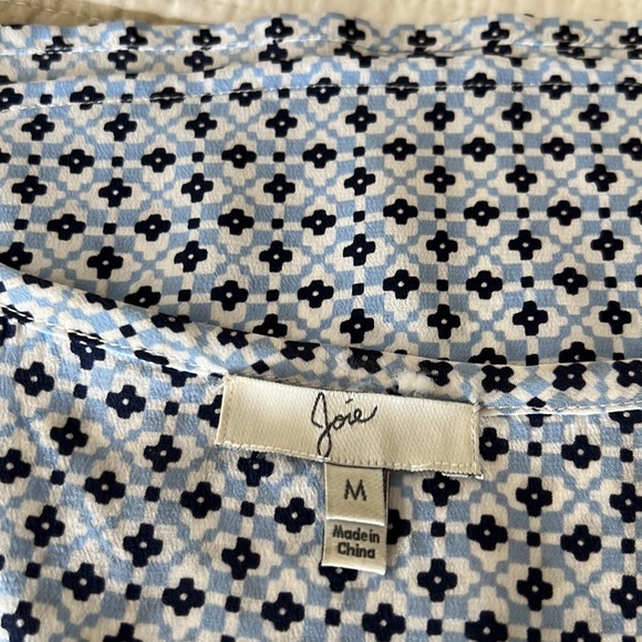 Joie silk shell in soft delicate print navy, white & light blue - Picture 6 of 7